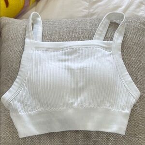 White Ribbed Crop Top